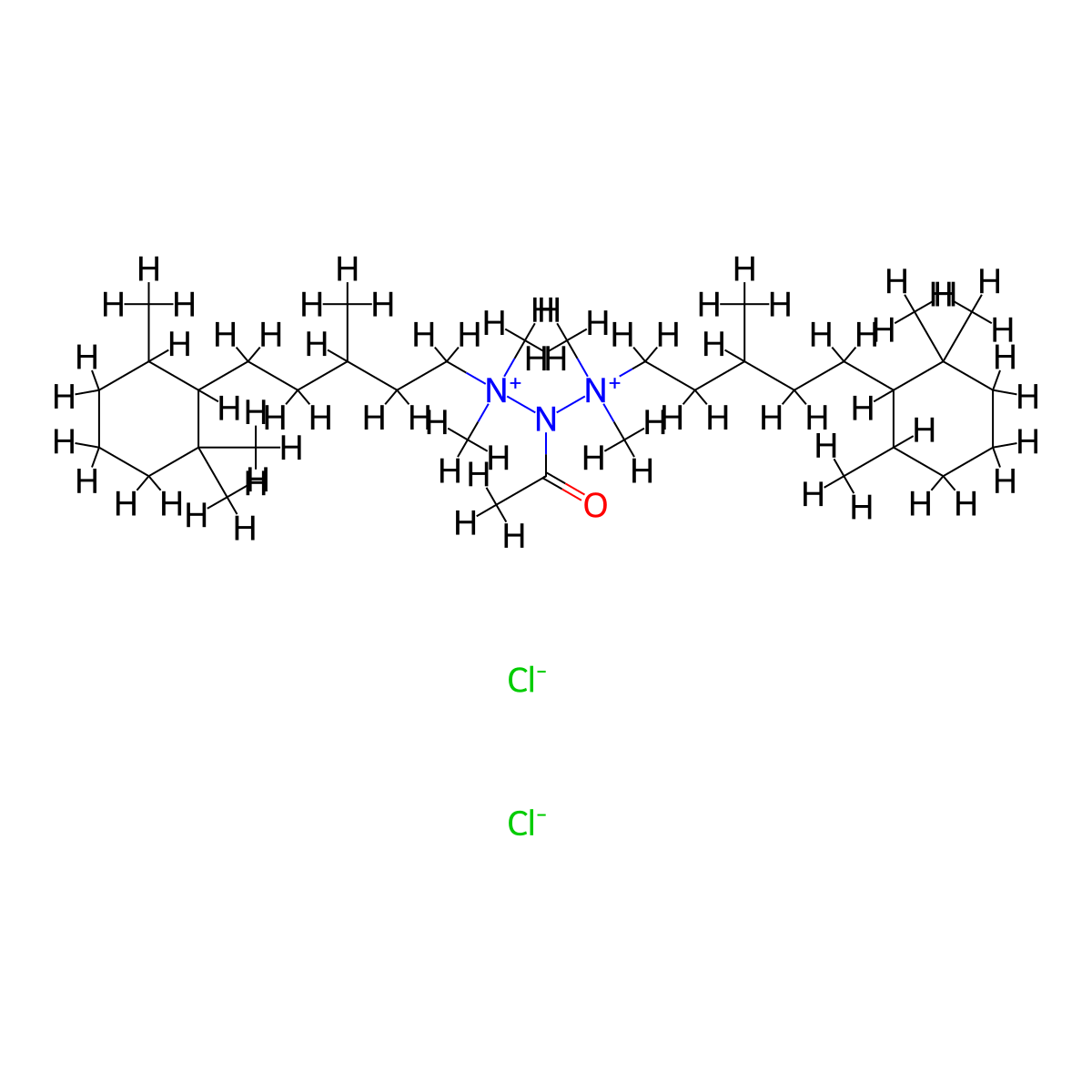 Ammonium, (acetylimino)diethylenebis(1-methyl-3-(2,2,6-trimethylcyclohexyl)propyl)bis(dimethyl-, dichloride, dihydrate molecular structure, CAS 66902-64-5