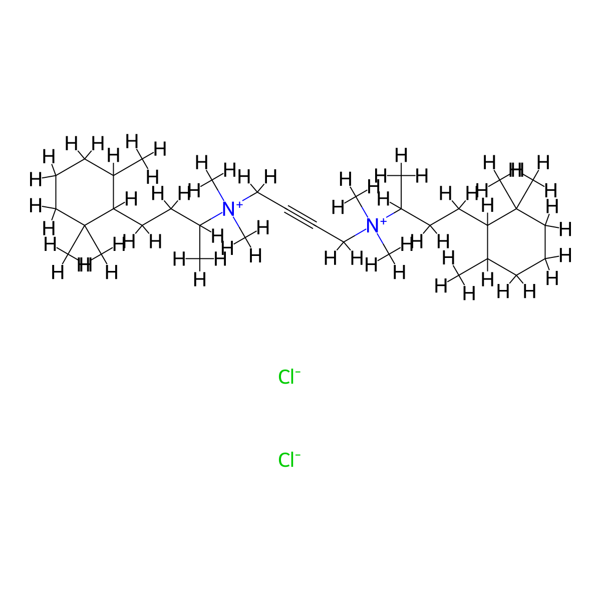 Ammonium, 2-butynylenebis(1-methyl-3-(2,2,6-trimethylcyclohexyl)propyl)bis(dimethyl-, dichloride, dihydrate molecular structure, CAS 66902-75-8