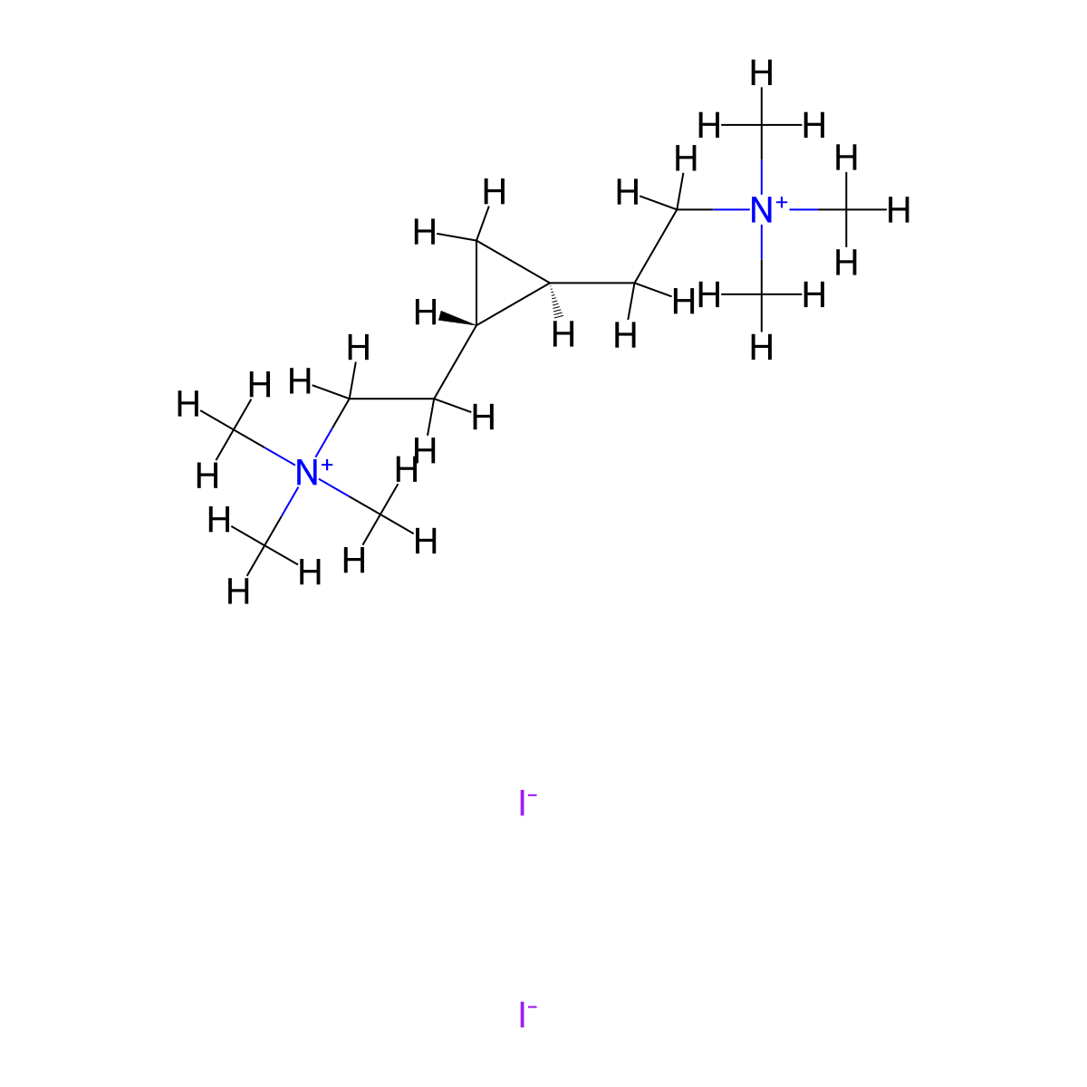 2,2'-(Cyclopropane-1,2-diyl)bis(N,N,N-trimethylethan-1-aminium) diiodide molecular structure, CAS 66902-82-7