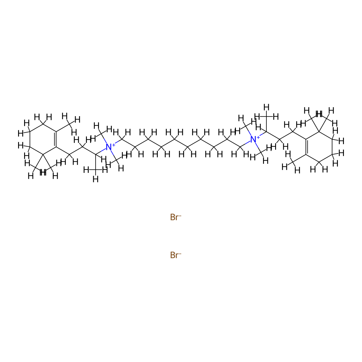 Ammonium, decamethylenebis(1-methyl-3-(2,6,6-trimethyl-1-cyclohexen-1-yl)propyl)bis(dimethyl-, dibromide, sesquihydrate molecular structure, CAS 66902-84-9