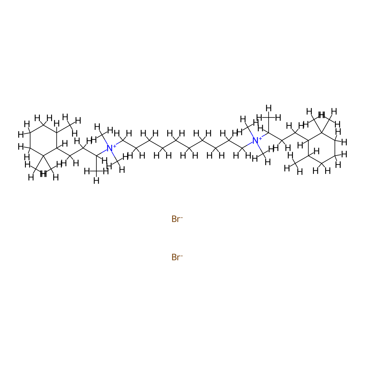 Ammonium, decamethylenebis(1-methyl-3-(2,2,6-trimethylcyclohexyl)propyl)bis(dimethyl-, dibromide molecular structure, CAS 66902-85-0