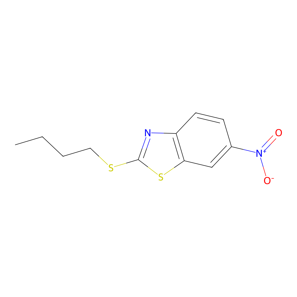 2-Butylsulfanyl-6-nitro-1,3-benzothiazole molecular structure, CAS 66904-34-5