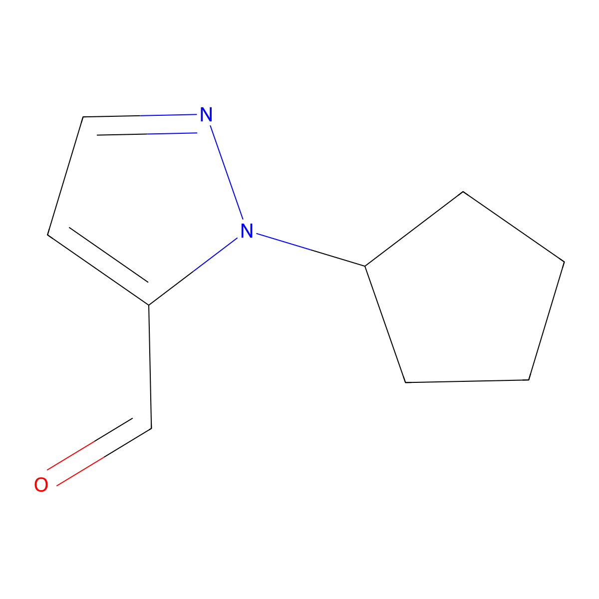 1-cyclopentyl-1H-pyrazole-5-carbaldehyde molecular structure, CAS 669050-76-4