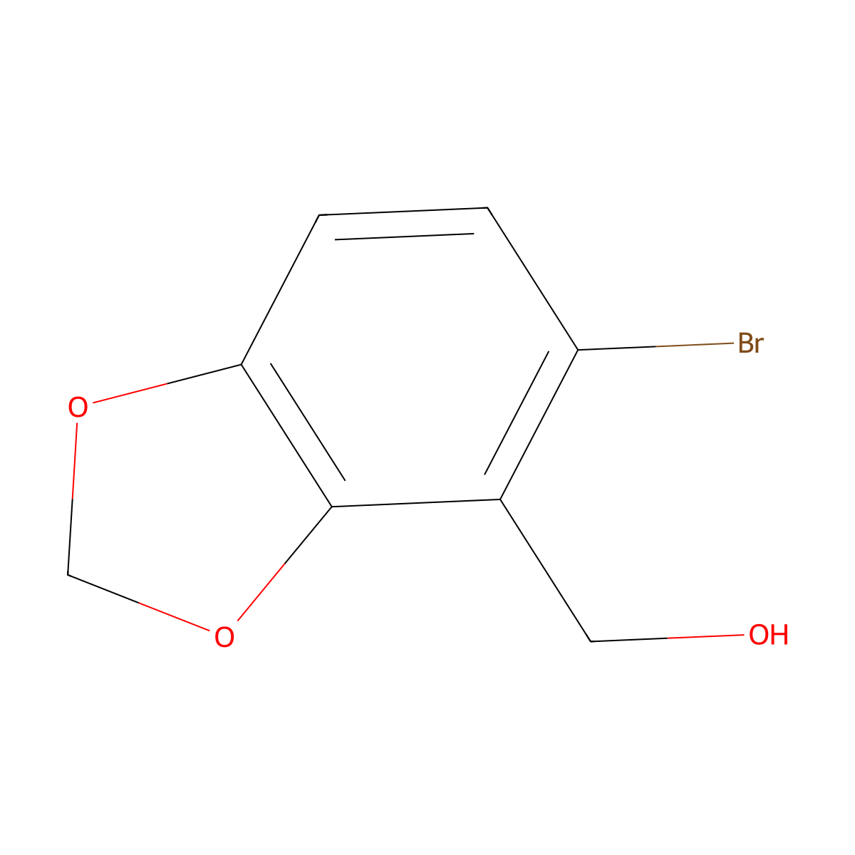 (5-Bromobenzo[d][1,3]dioxol-4-yl)methanol molecular structure, CAS 669051-19-8