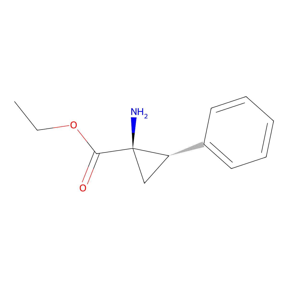 rac-ethyl (1R,2S)-1-amino-2-phenylcyclopropane-1-carboxylate molecular structure, CAS 669058-56-4