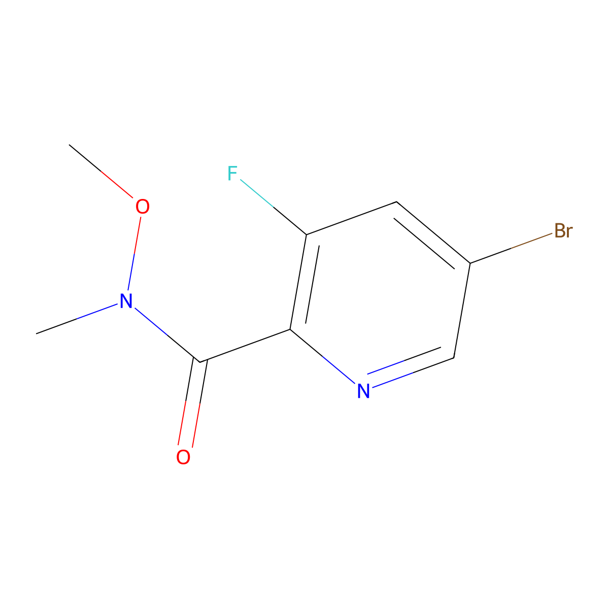 5-bromo-3-fluoro-N-methoxy-N-methylpyridine-2-carboxamide molecular structure, CAS 669066-92-6
