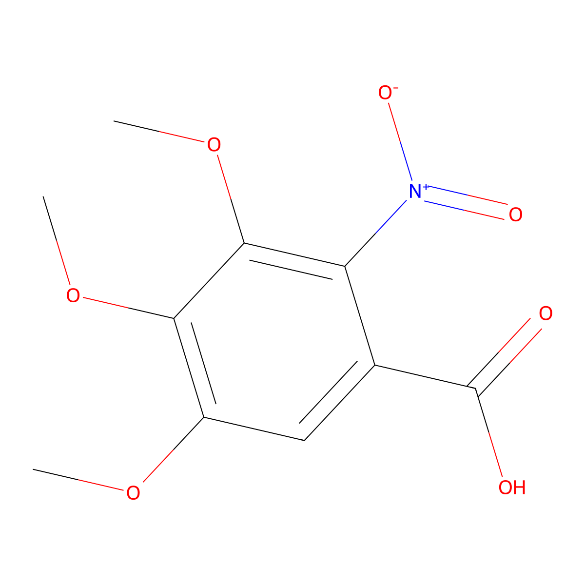 3,4,5-Trimethoxy-2-nitrobenzoic acid molecular structure, CAS 66907-52-6