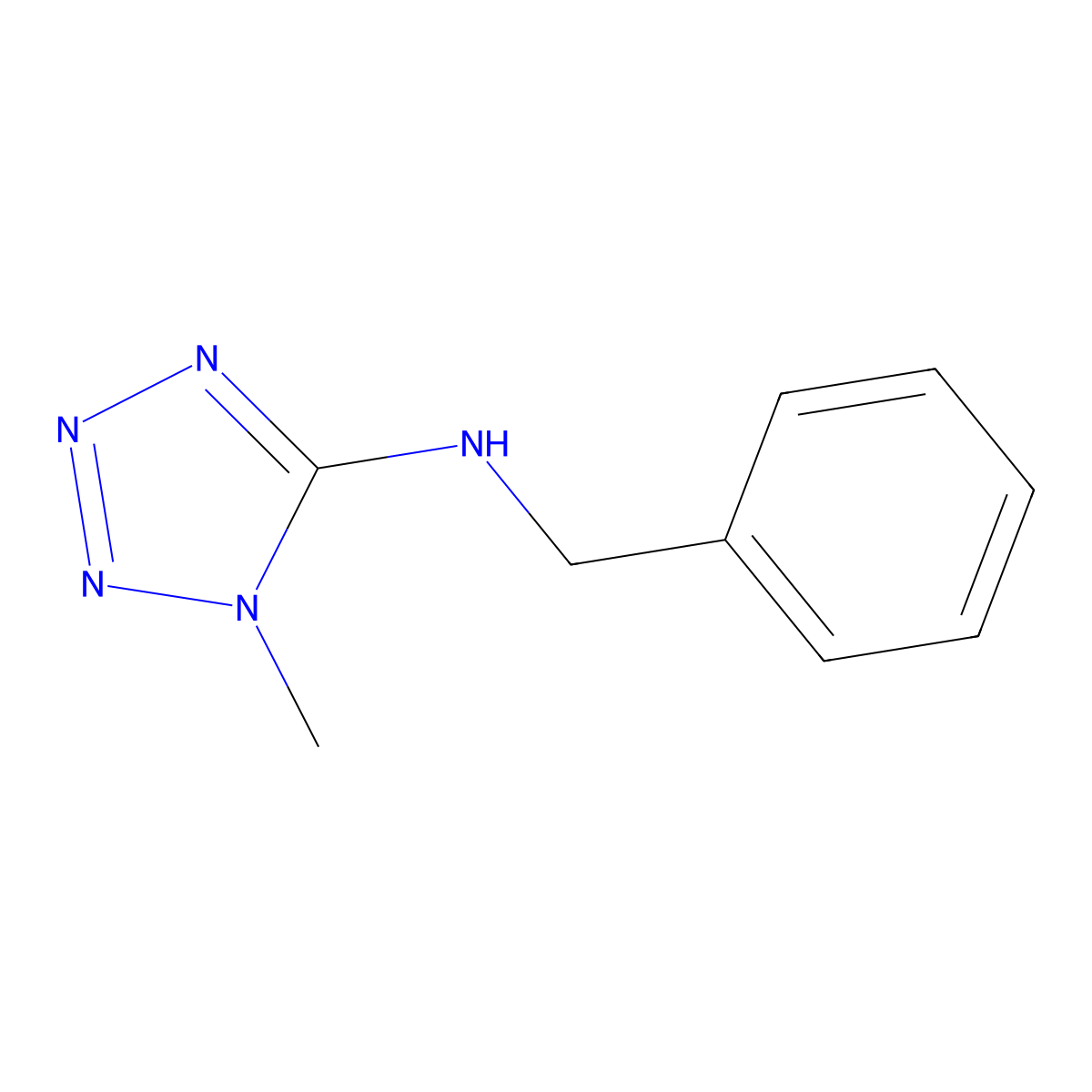 1H-Tetrazol-5-amine, 1-methyl-N-(phenylmethyl)- molecular structure, CAS 66907-74-2