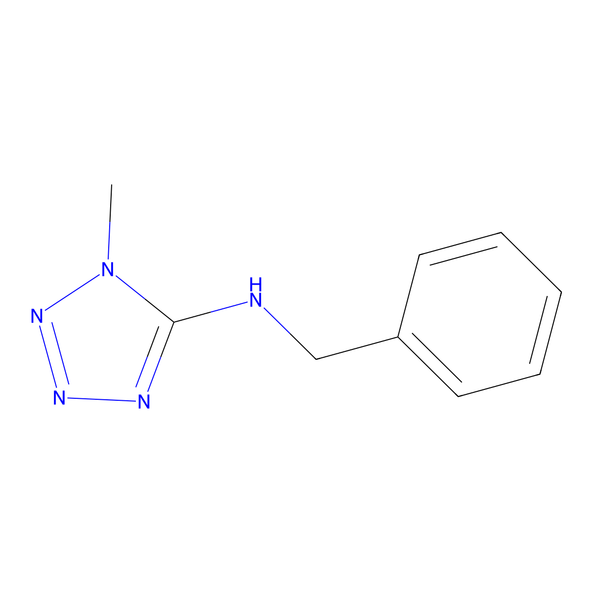 1H-Tetrazol-5-amine, 1-methyl-N-(phenylmethyl)- molecular structure, CAS 66907-74-2