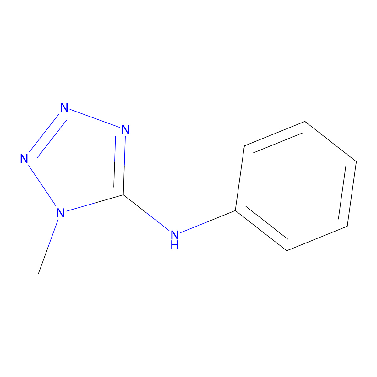 1H-Tetrazol-5-amine, 1-methyl-N-phenyl- molecular structure, CAS 66907-87-7