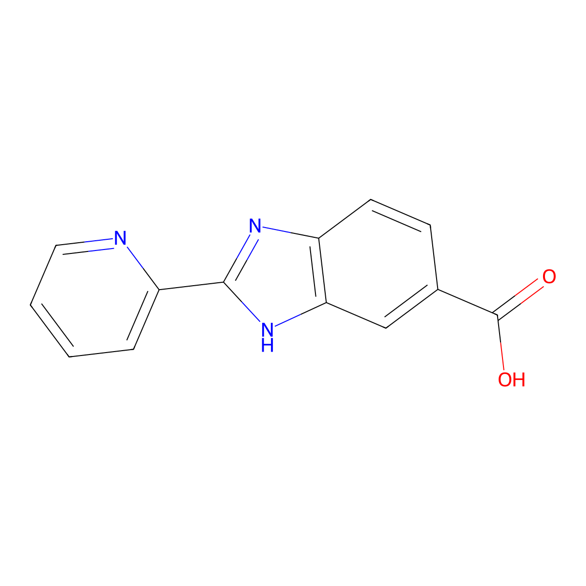 2-(Pyridin-2-yl)-1H-benzo[d]imidazole-6-carboxylic acid molecular structure, CAS 669070-64-8
