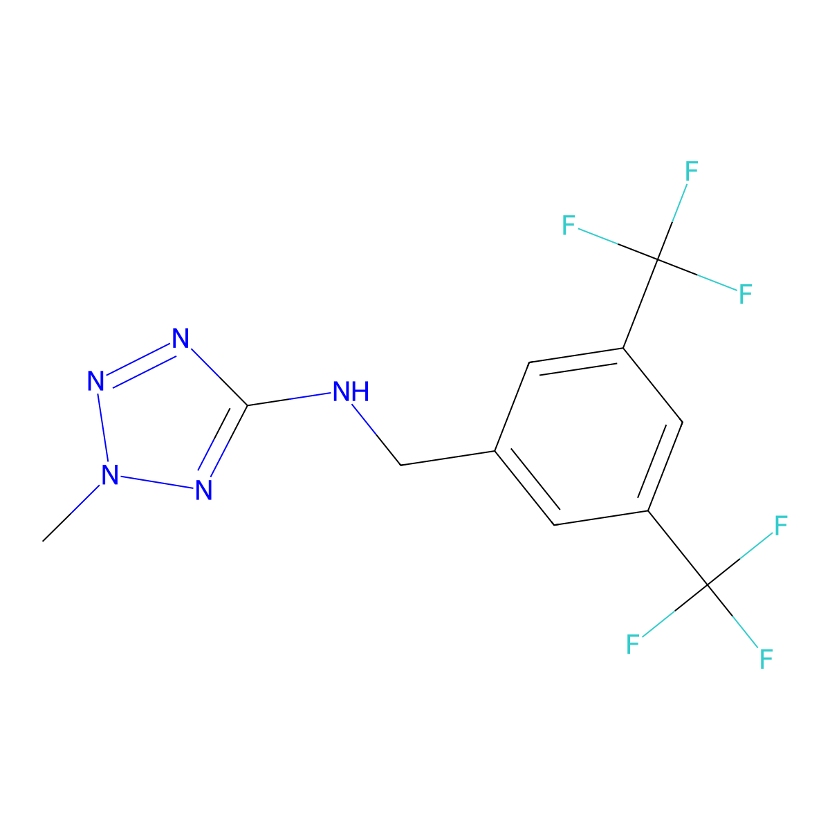 5-[N-(3',5'-Bistrifluoromethylbenzyl)amino]-2-methyltetrazole molecular structure, CAS 669080-86-8