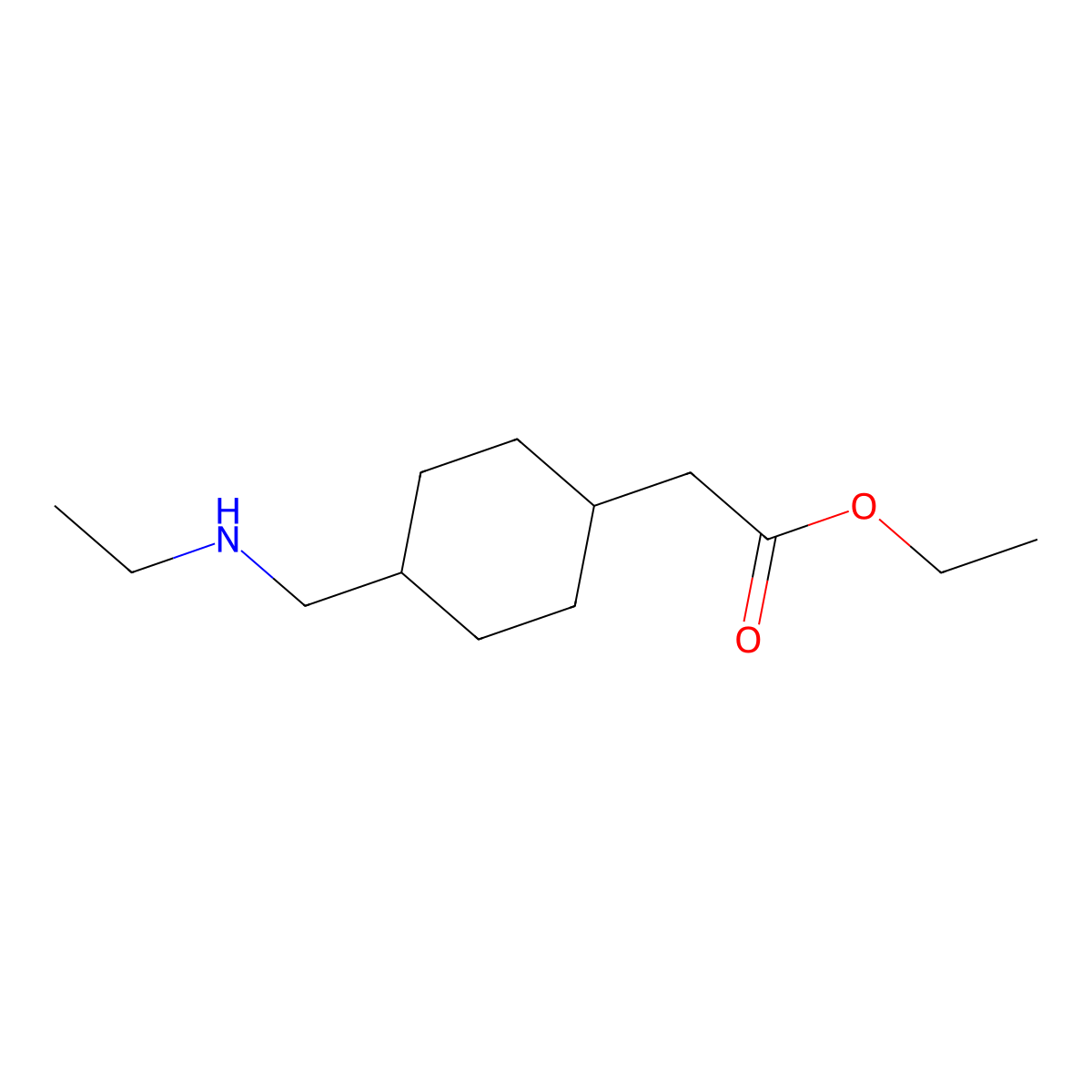 trans-Ethyl 2-(4-((ethylamino)methyl)cyclohexyl)acetate molecular structure, CAS 669080-89-1