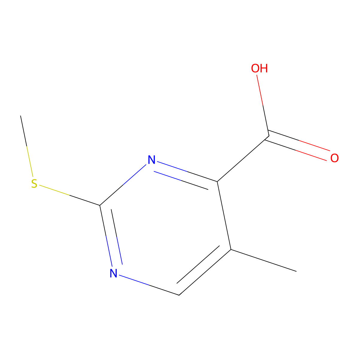 5-Methyl-2-(methylsulfanyl)pyrimidine-4-carboxylic acid molecular structure, CAS 669087-35-8