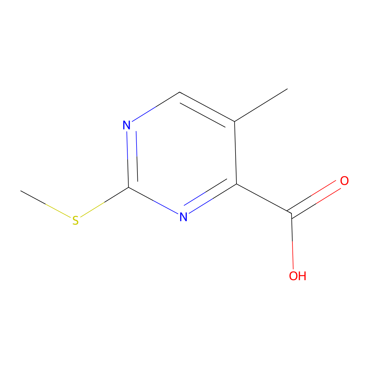 5-Methyl-2-(methylsulfanyl)pyrimidine-4-carboxylic acid molecular structure, CAS 669087-35-8