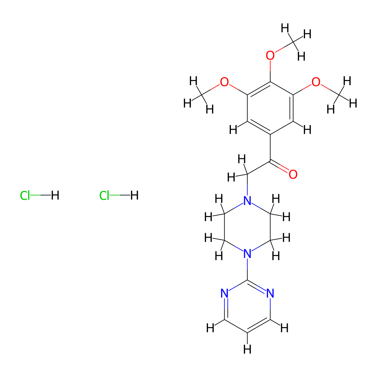 Acetophenone, 2-(4-(2-pyrimidyl)piperazinyl)-3',4',5'-trimethoxy-, dihydrochloride molecular structure, CAS 66922-71-2