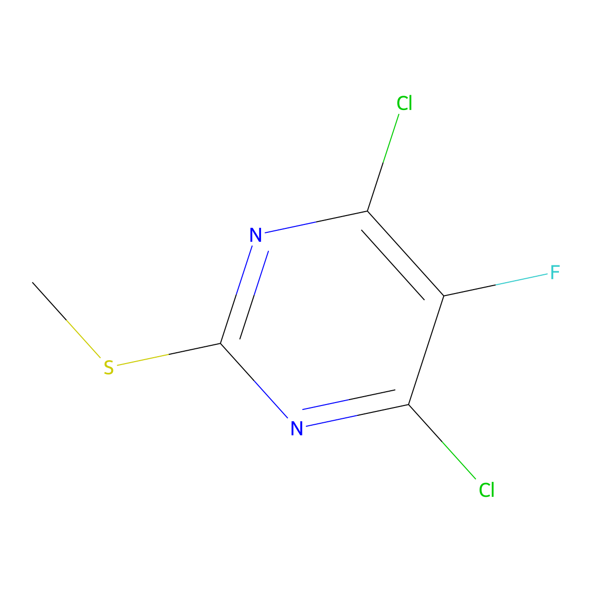 4,6-Dichloro-5-fluoro-2-(methylsulfanyl)pyrimidine molecular structure, CAS 6693-07-8
