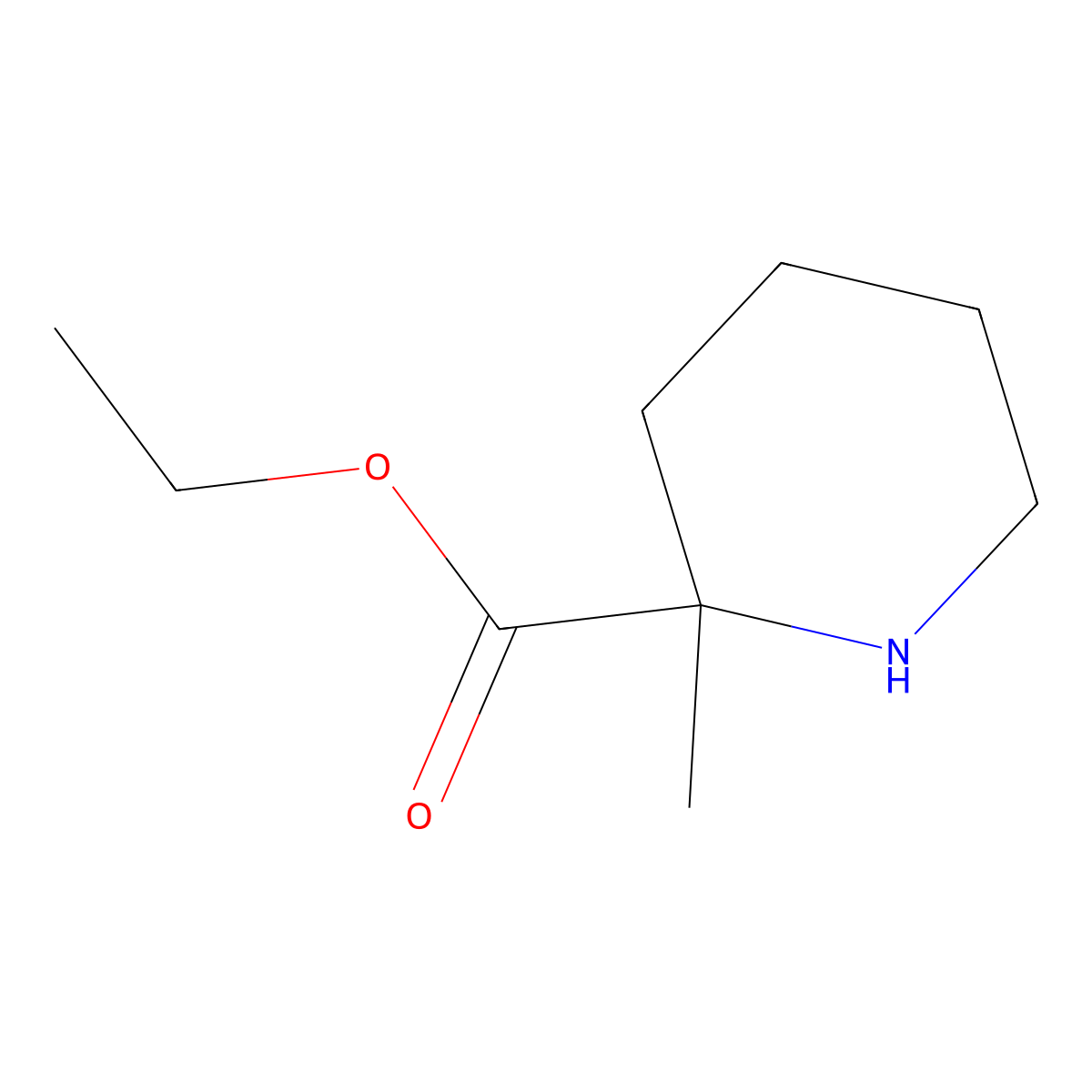 Ethyl 2-methylpiperidine-2-carboxylate molecular structure, CAS 66937-98-2
