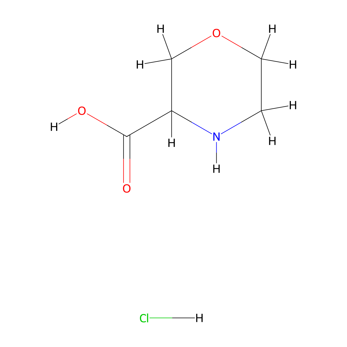 Morpholine-3-carboxylic acid hydrochloride molecular structure, CAS 66937-99-3