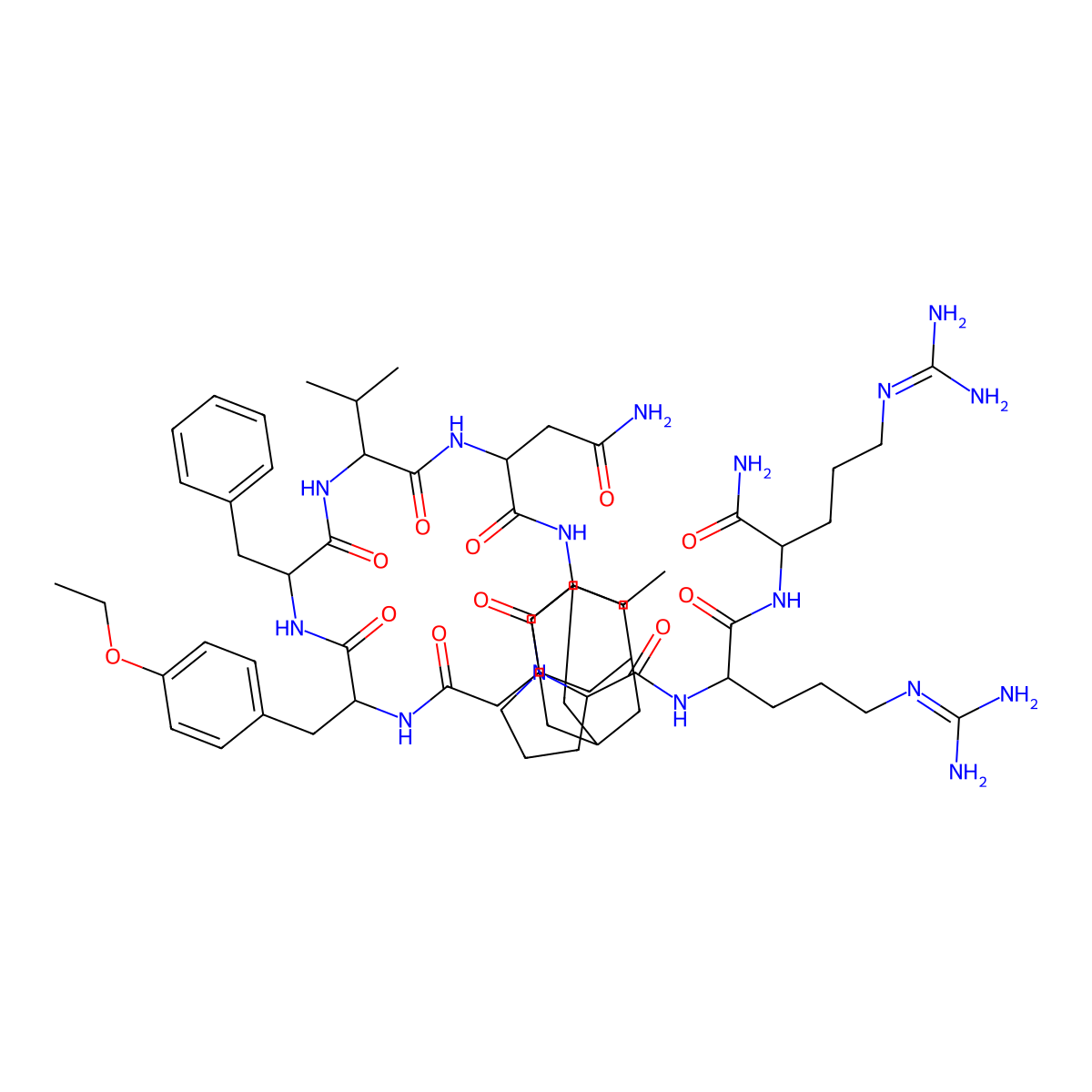 1-Adamantaneacetyl-D-tyr[O-ethyl]-phe-val-asn-abu-pro-arg-arg-NH2 molecular structure, CAS 6694-57-1