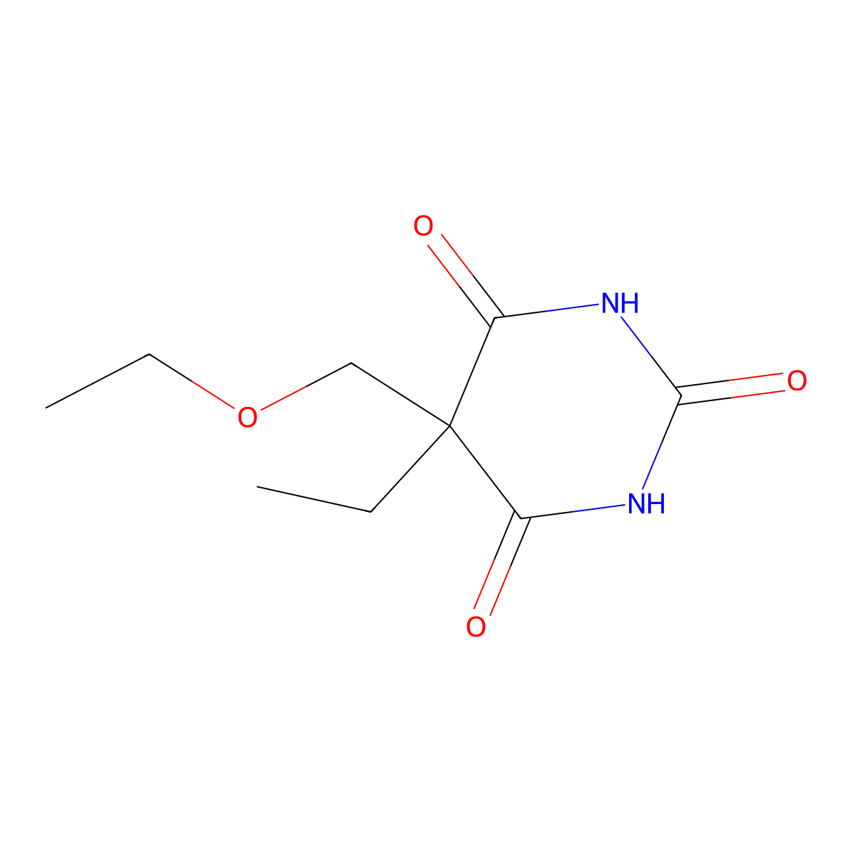 Barbituric acid, 5-(ethoxymethyl)-5-ethyl- molecular structure, CAS 66941-27-3