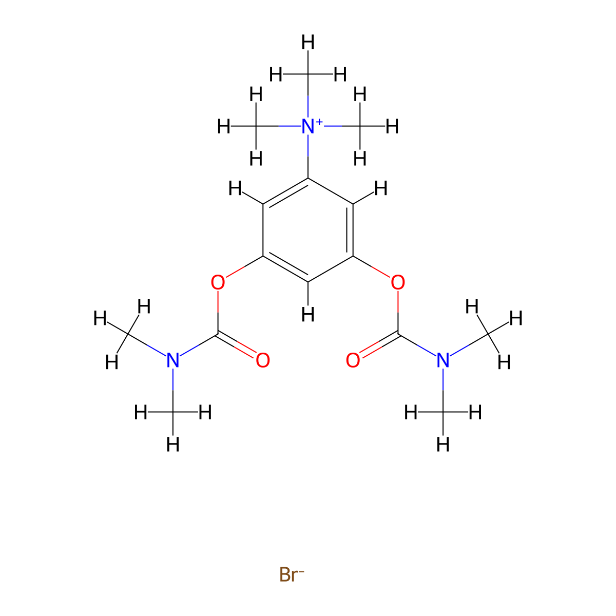 Ammonium, (3,5-dihydroxyphenyl)trimethyl-, bromide, bis(dimethylcarbamate) (ester) molecular structure, CAS 66941-37-5