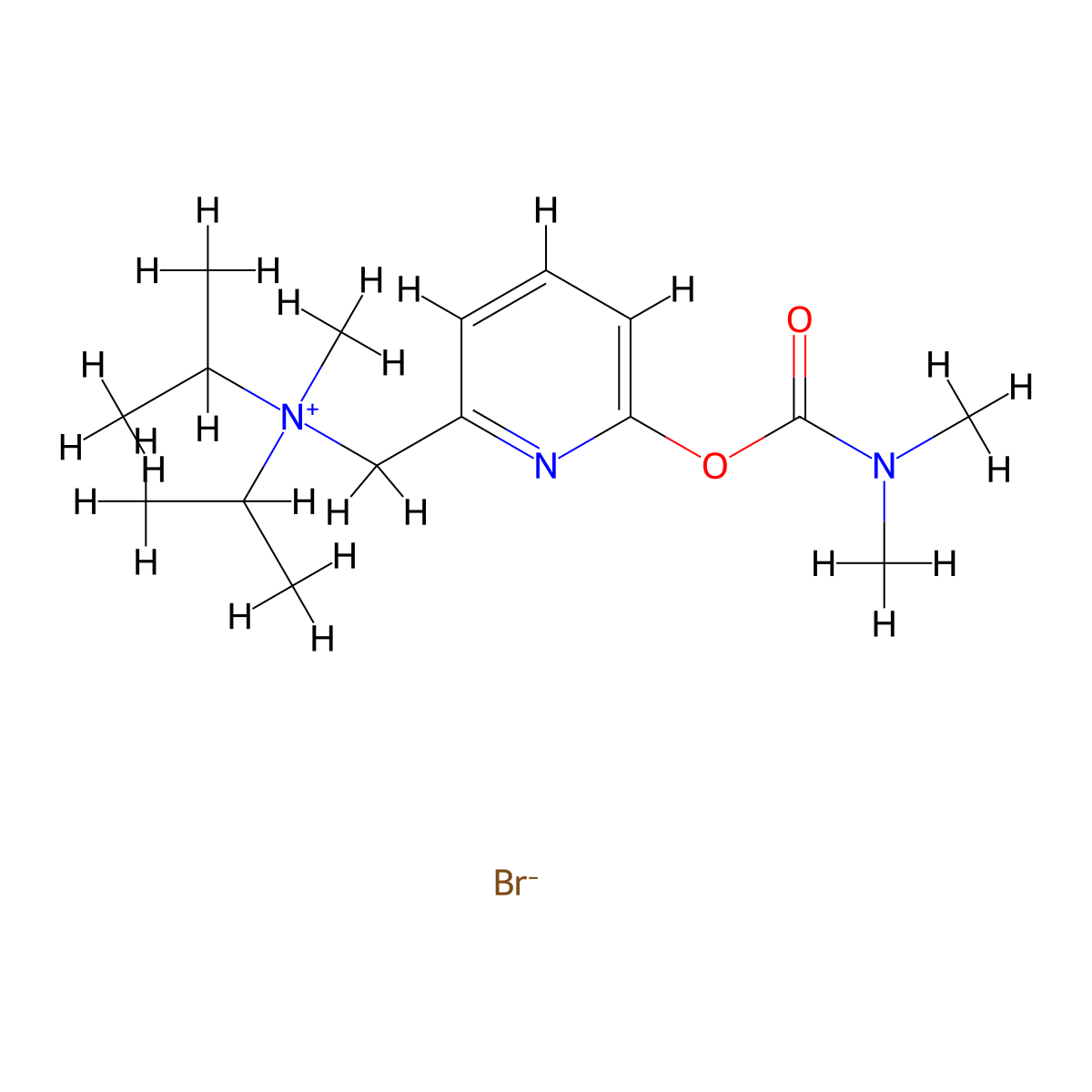 Ammonium, diisopropyl((3-hydroxy-2-pyridyl)methyl)methyl-, bromide, dimethylcarbamate (ester) molecular structure, CAS 66941-38-6