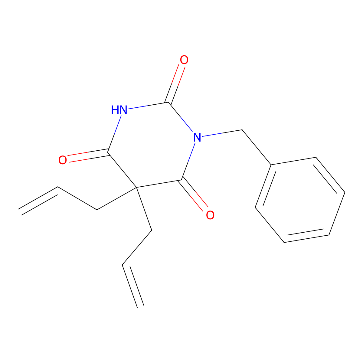 Barbituric acid, 1-benzyl-5,5-diallyl- molecular structure, CAS 66941-96-6