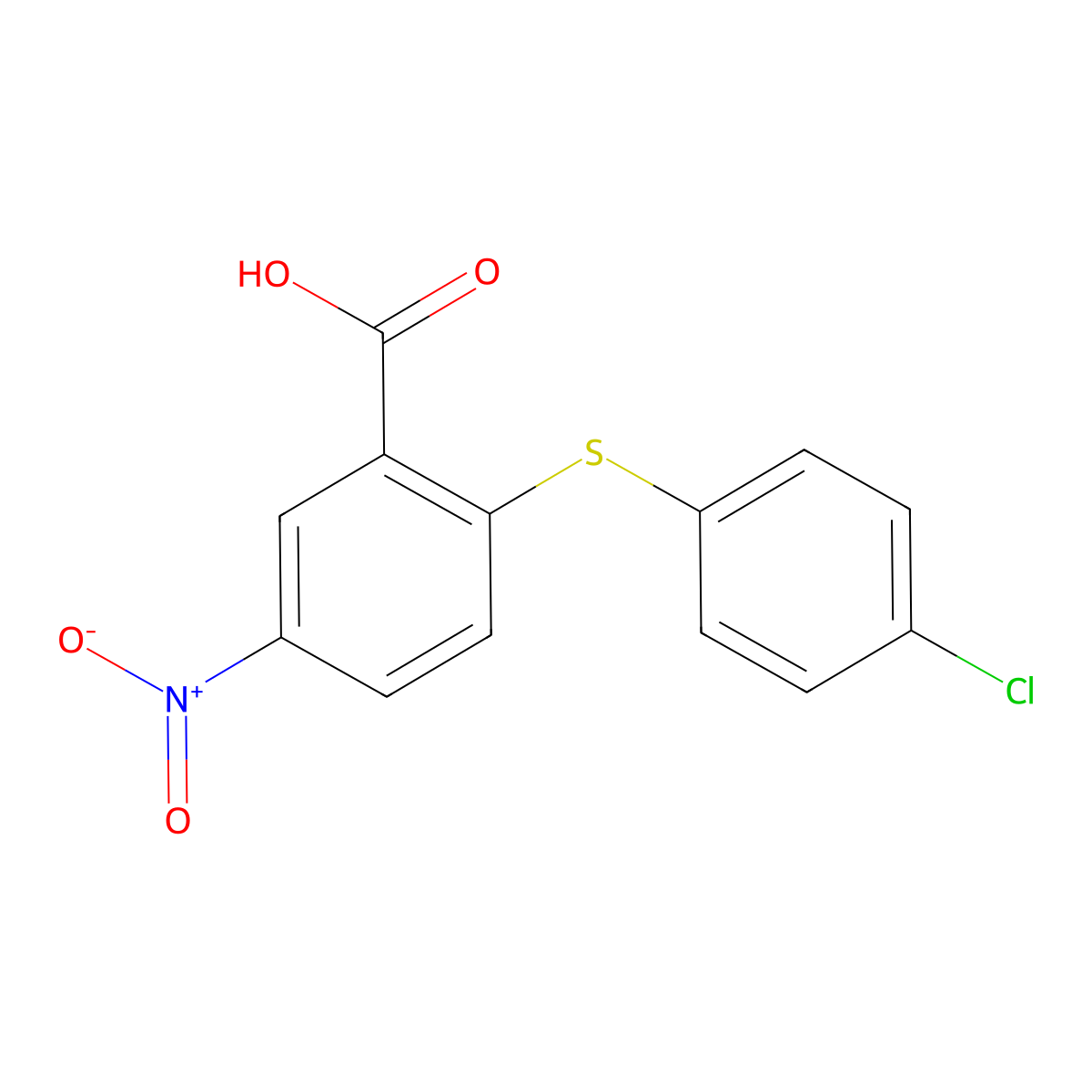 2-[(4-Chlorophenyl)thio]-5-nitrobenzoic acid molecular structure, CAS 66949-29-9