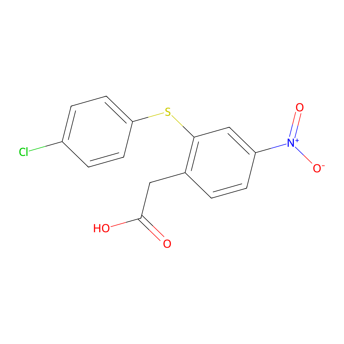 {2-[(4-Chlorophenyl)sulfanyl]-4-nitrophenyl}acetic acid molecular structure, CAS 66949-44-8
