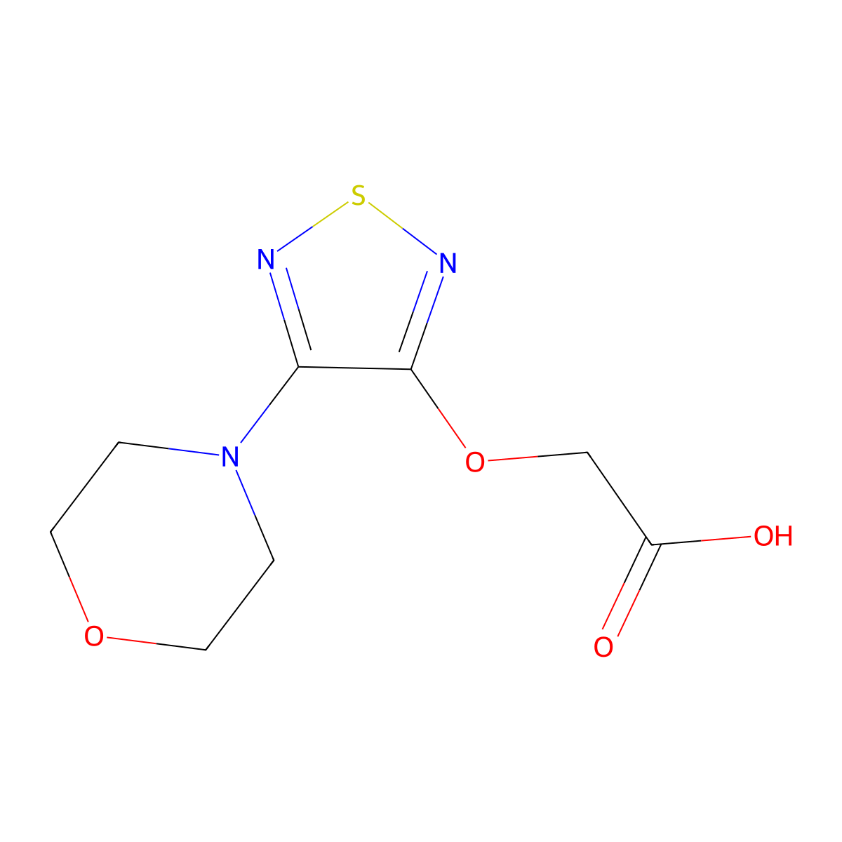 (4-Morpholin-4-yl-[1,2,5]thiadiazol-3-yloxy)-acetic acid molecular structure, CAS 66950-03-6