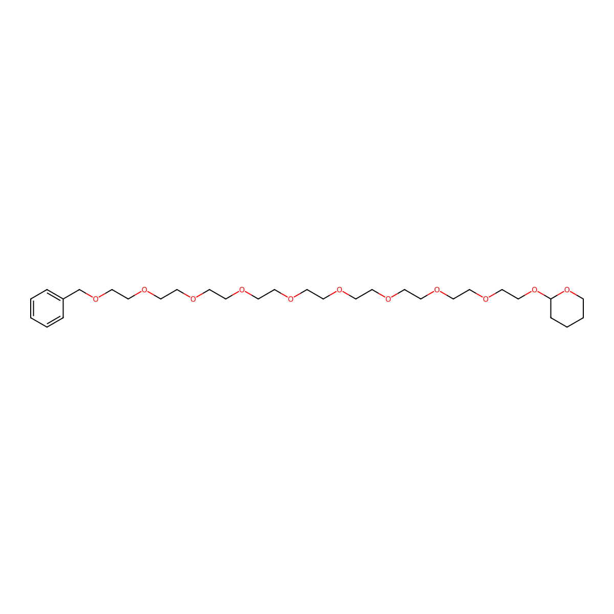 Tetrahydro-2-((28-phenyl-3,6,9,12,15,18,21,24,27-nonaoxaoctacos-1-yl)oxy)-2H-pyran molecular structure, CAS 669556-53-0