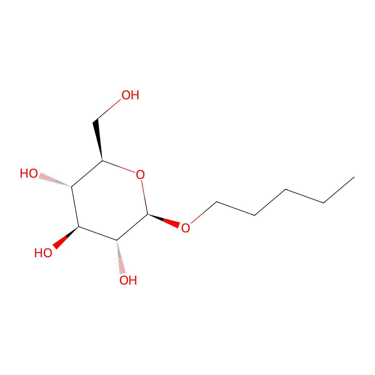 Pentyl glucoside molecular structure, CAS 66957-71-9