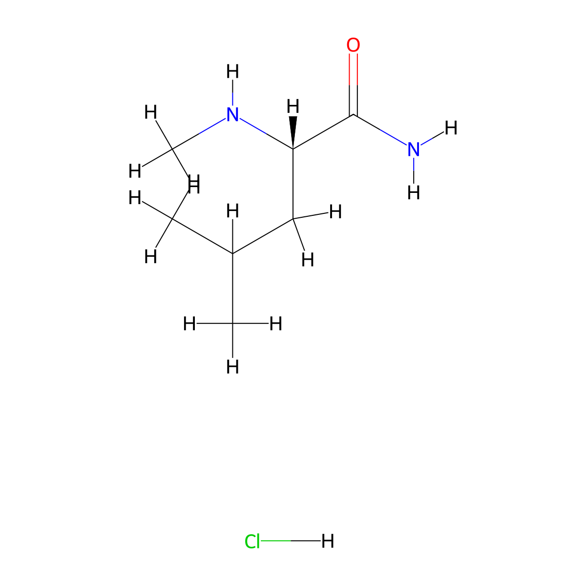 (2S)-4-methyl-2-(methylamino)pentanamide hydrochloride molecular structure, CAS 66960-22-3