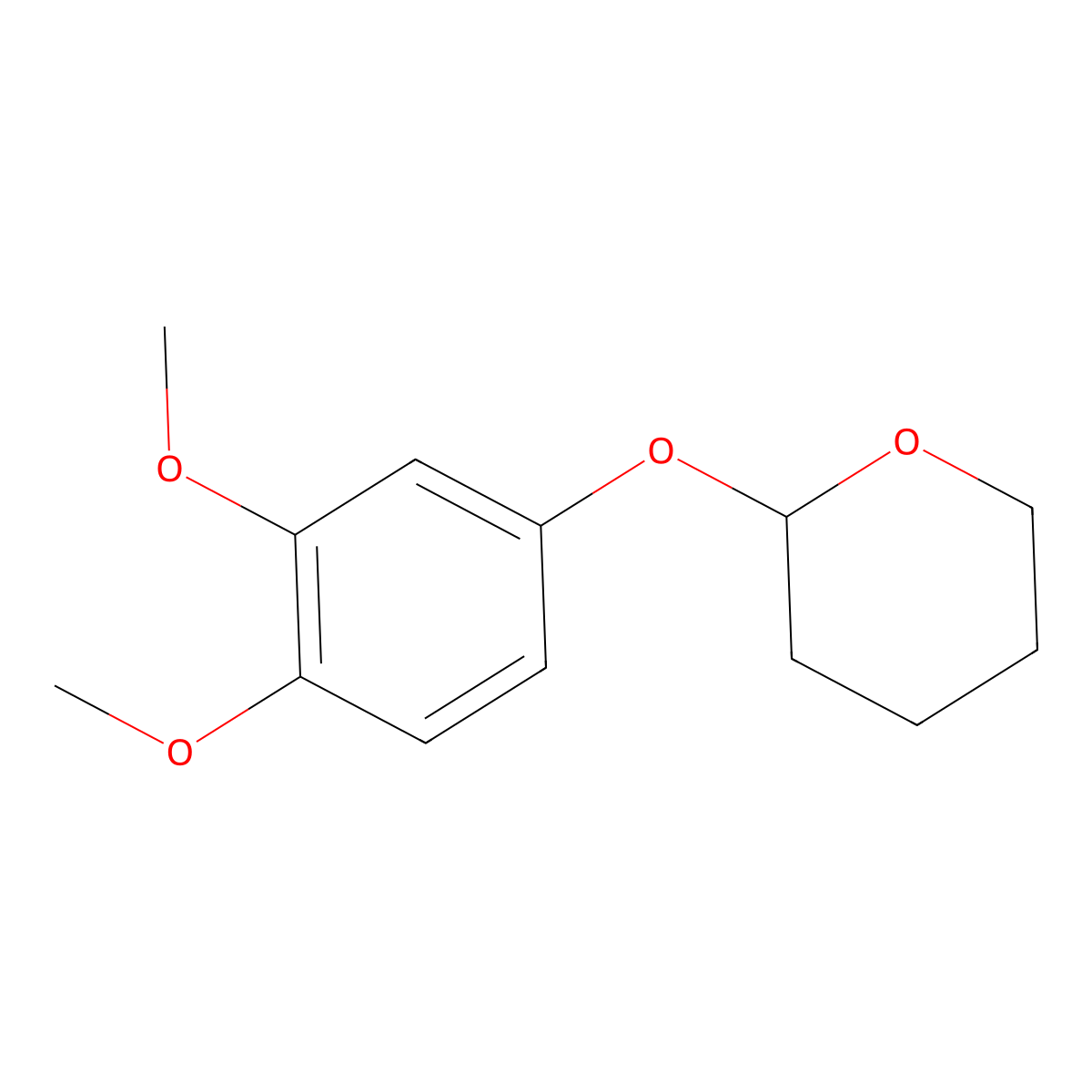 2-(3,4-Dimethoxyphenoxy)oxane molecular structure, CAS 66967-25-7