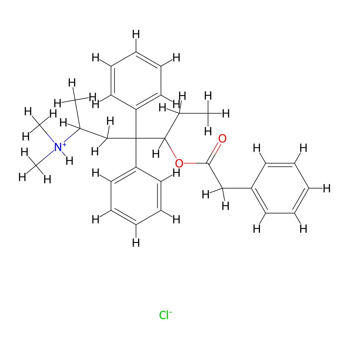 6-(Dimethylamino)-4,4-diphenylheptan-3-yl phenylacetate--hydrogen chloride (1/1) molecular structure, CAS 66967-59-7