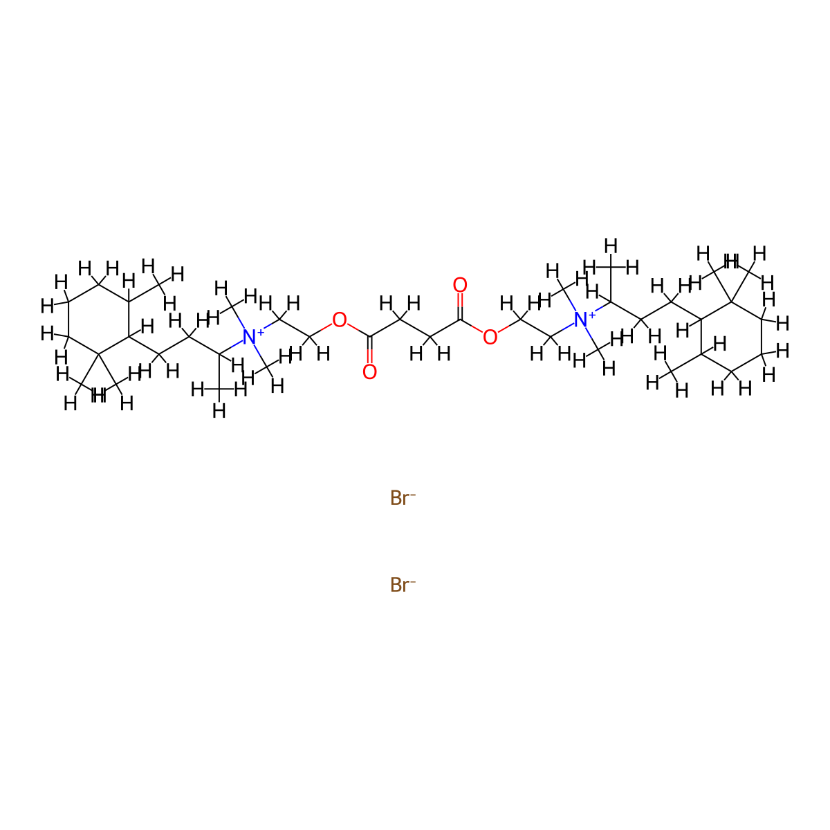 Ammonium, (ethylenebis(carbonyloxyethylene))bis(1-methyl-3-(2,2,6-trimethylcyclohexyl)propyl)bis(dimethyl-, dibromide molecular structure, CAS 66967-66-6