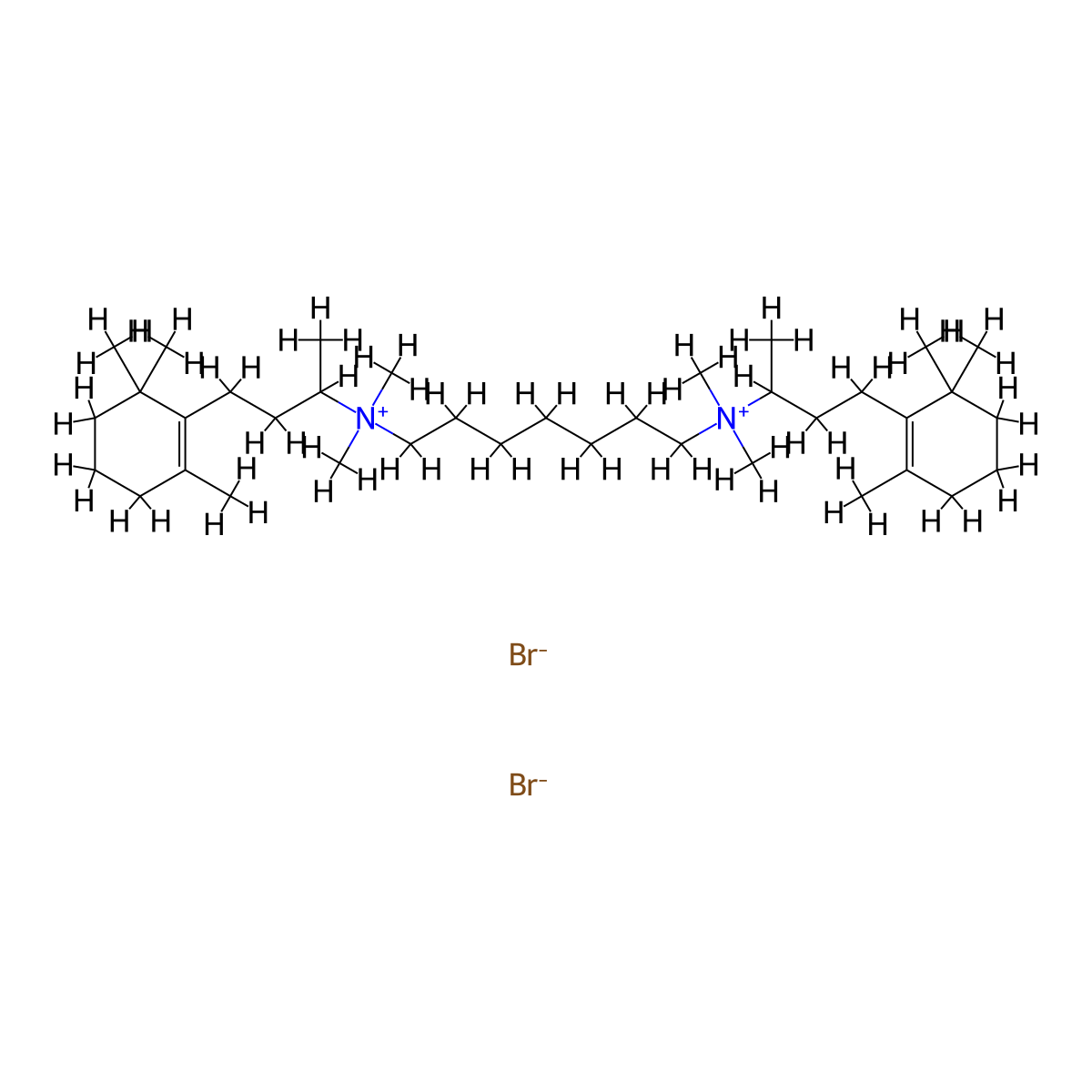 Ammonium, heptamethylenebis(1-methyl-3-(2,6,6-trimethyl-1-cyclohexen-1-yl)propyl)bis(dimethyl-, dibromide, dihydrate molecular structure, CAS 66967-68-8