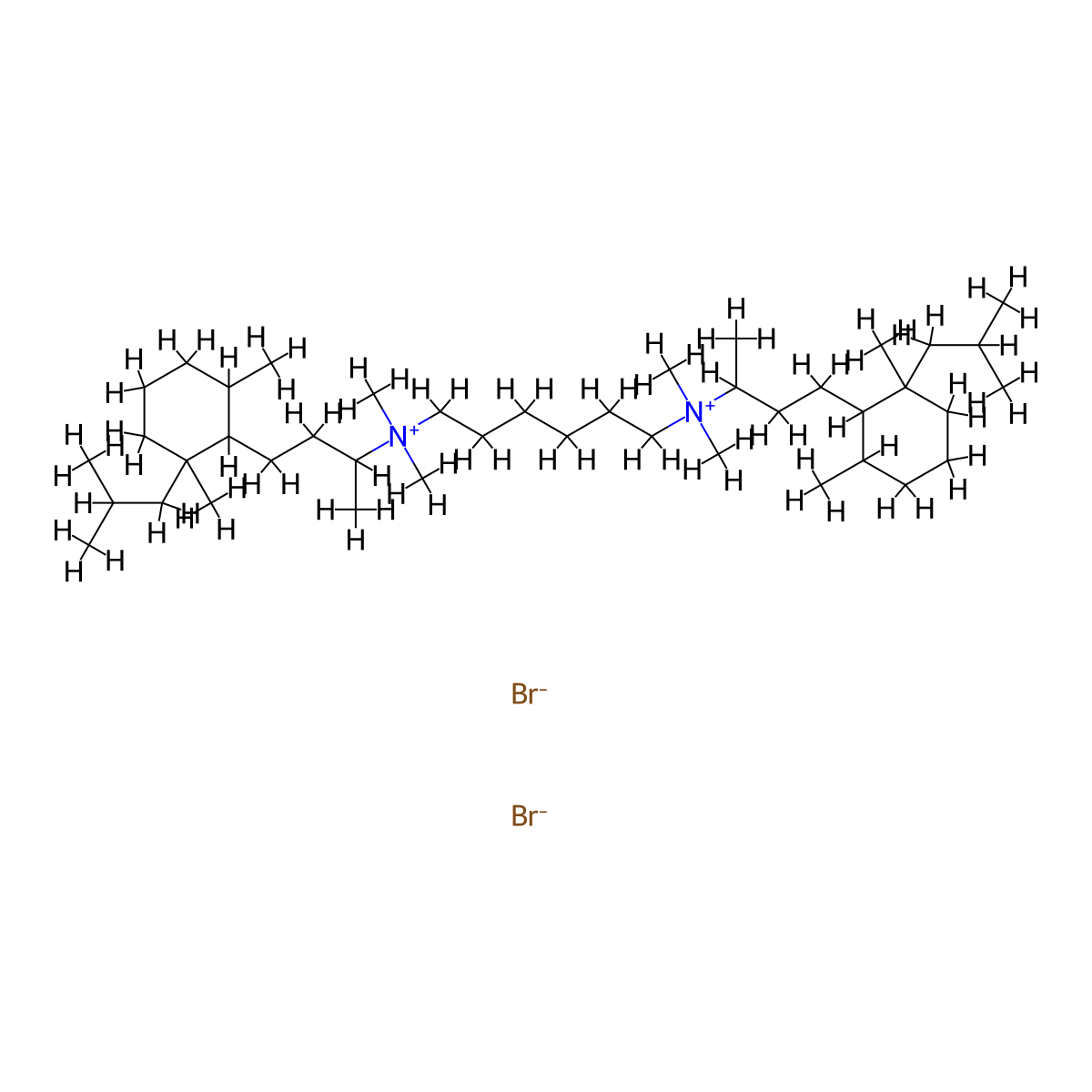 Ammonium, hexamethylenebis((3-((2,6-dimethyl-2-isobutyl)cyclohexyl)-1-methyl)propyl)bis(dimethyl-, dibromide, sesquihydrate molecular structure, CAS 66967-70-2