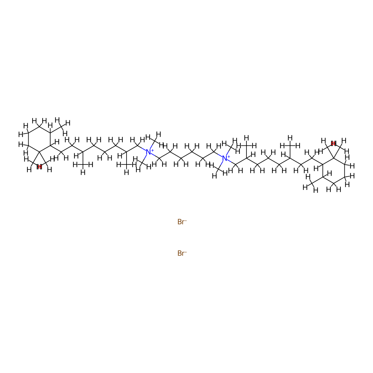 Ammonium, hexamethylenebis(2,6-dimethyl-8-(2,2,6-trimethylcyclohexyl)octyl)bis(dimethyl-, dibromide molecular structure, CAS 66967-71-3
