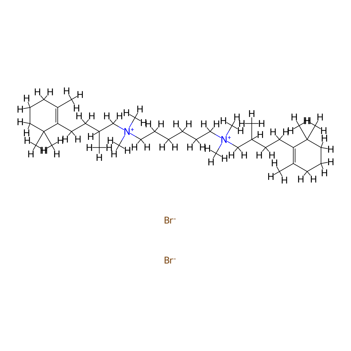 Ammonium, hexamethylenebis(2-methyl-4-(2,6,6-trimethyl-1-cyclohexen-1-yl)butyl)bis(dimethyl-, dibromide, dihydrate molecular structure, CAS 66967-73-5
