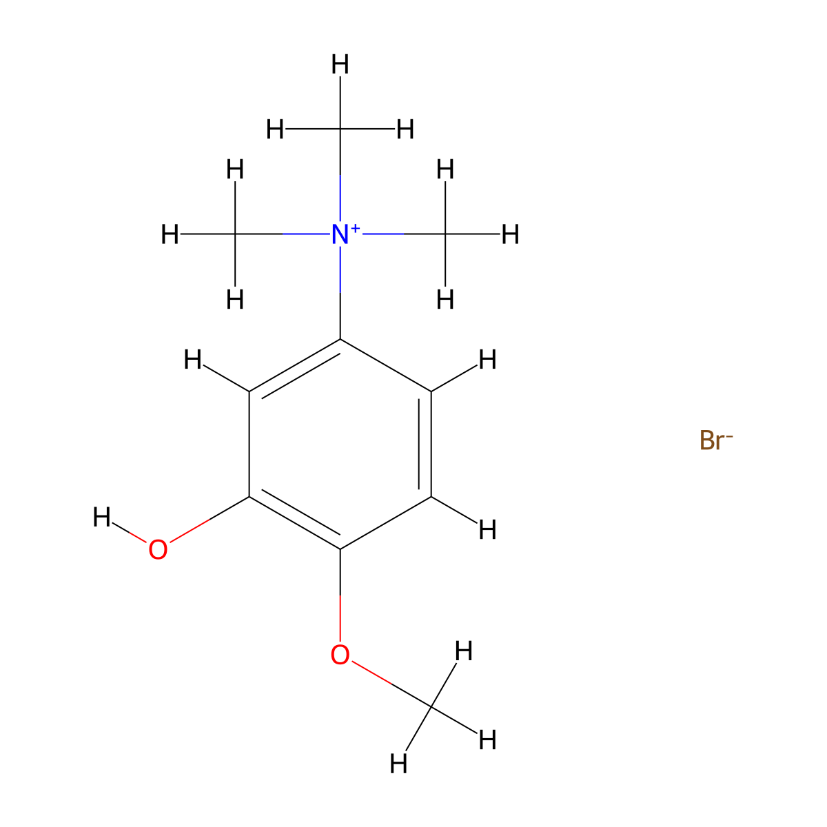 Ammonium, (3-hydroxy-4-methoxyphenyl)trimethyl-, bromide molecular structure, CAS 66967-79-1