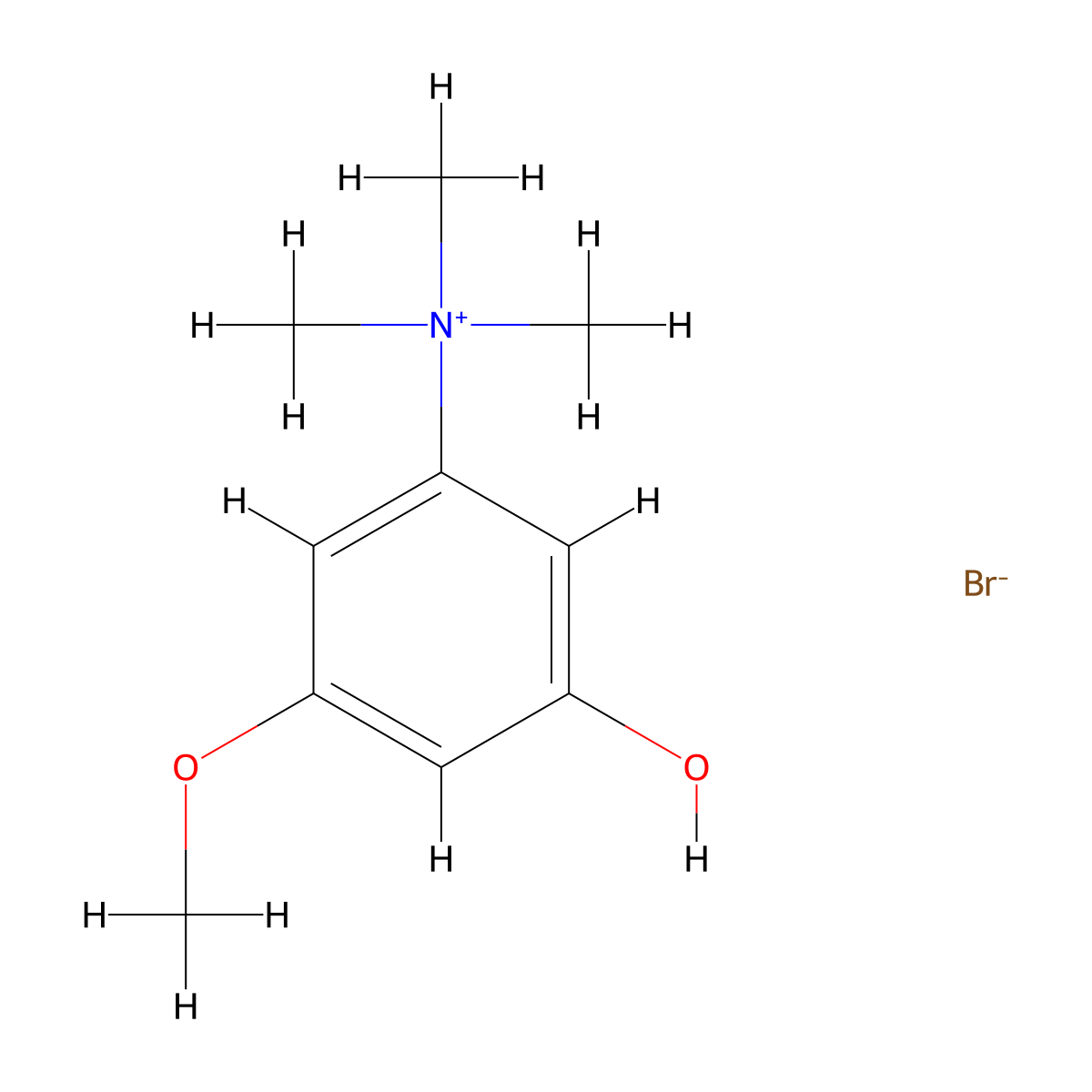 Ammonium, (3-hydroxy-5-methoxyphenyl)trimethyl-, bromide molecular structure, CAS 66967-80-4