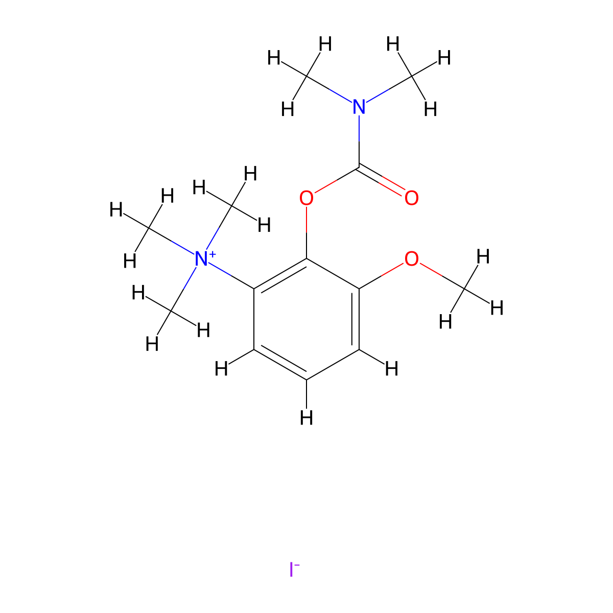 Ammonium, (2-hydroxy-3-methoxyphenyl)trimethyl-, iodide, dimethylcarbamate (ester) molecular structure, CAS 66967-82-6