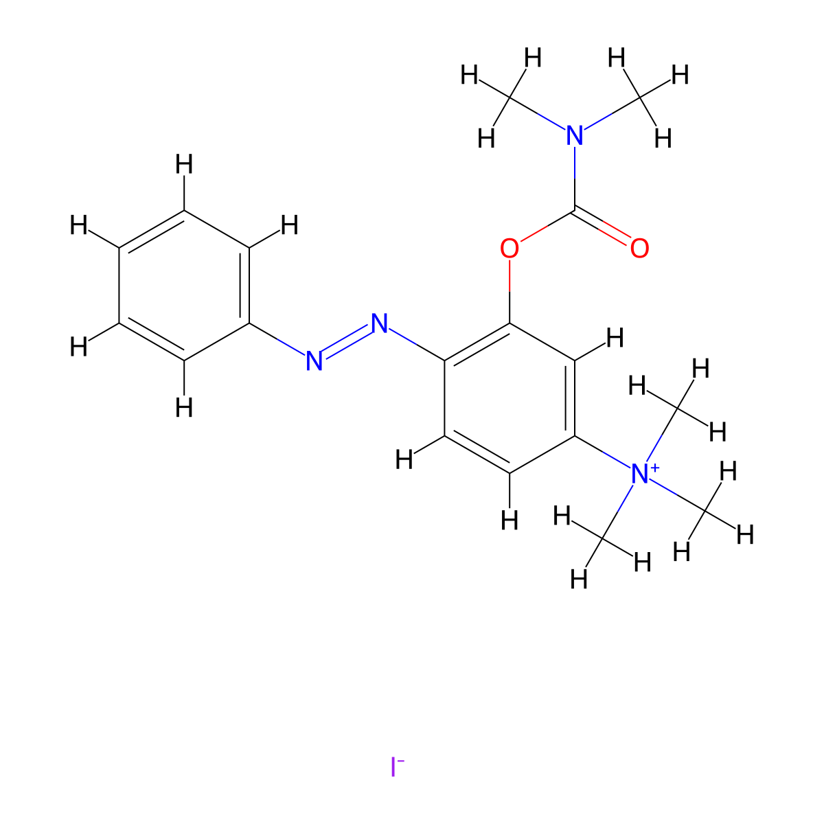 (3-Hydroxy-4-(phenylazo)phenyl)trimethylammonium iodide dimethylcarbamate (ester) molecular structure, CAS 66967-86-0