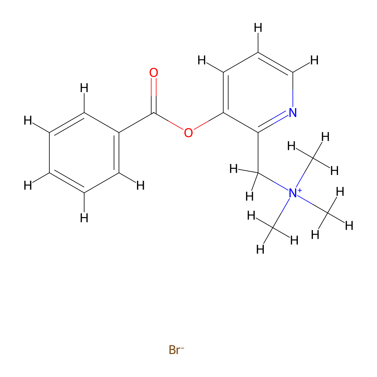 Ammonium, ((3-hydroxy-2-pyridyl)methyl)trimethyl-, bromide, benzoate (ester) molecular structure, CAS 66967-90-6