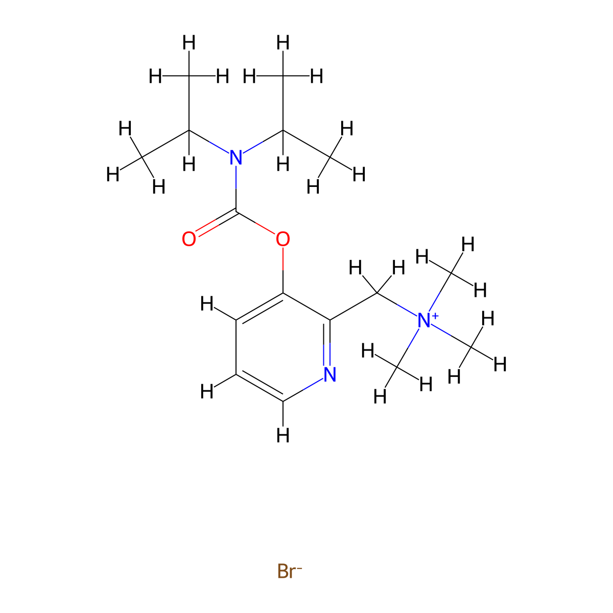 Ammonium, (3-hydroxy-2-pyridyl)methyltrimethyl-, bromide, diisopropylcarbamate (ester) molecular structure, CAS 66967-91-7
