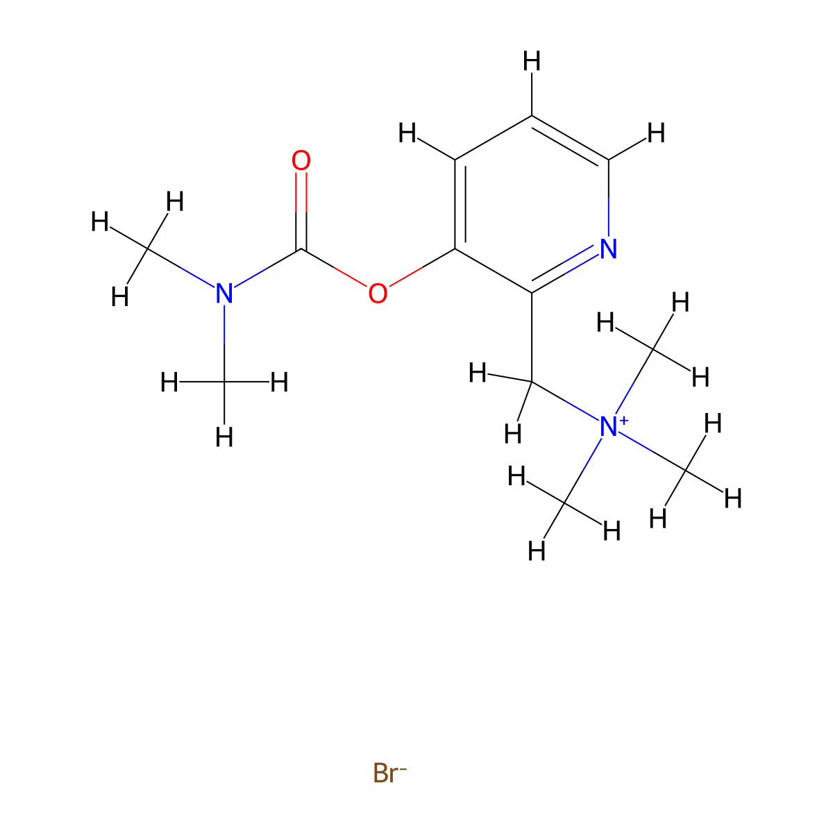 Ammonium, ((3-hydroxy-2-pyridyl)methyl)trimethyl-, bromide, dimethylcarbamate (ester) molecular structure, CAS 66967-92-8