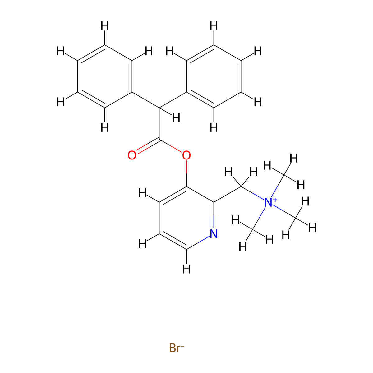 Ammonium, ((3-hydroxy-2-pyridyl)methyl)trimethyl-, bromide, diphenylacetate (ester) molecular structure, CAS 66967-93-9