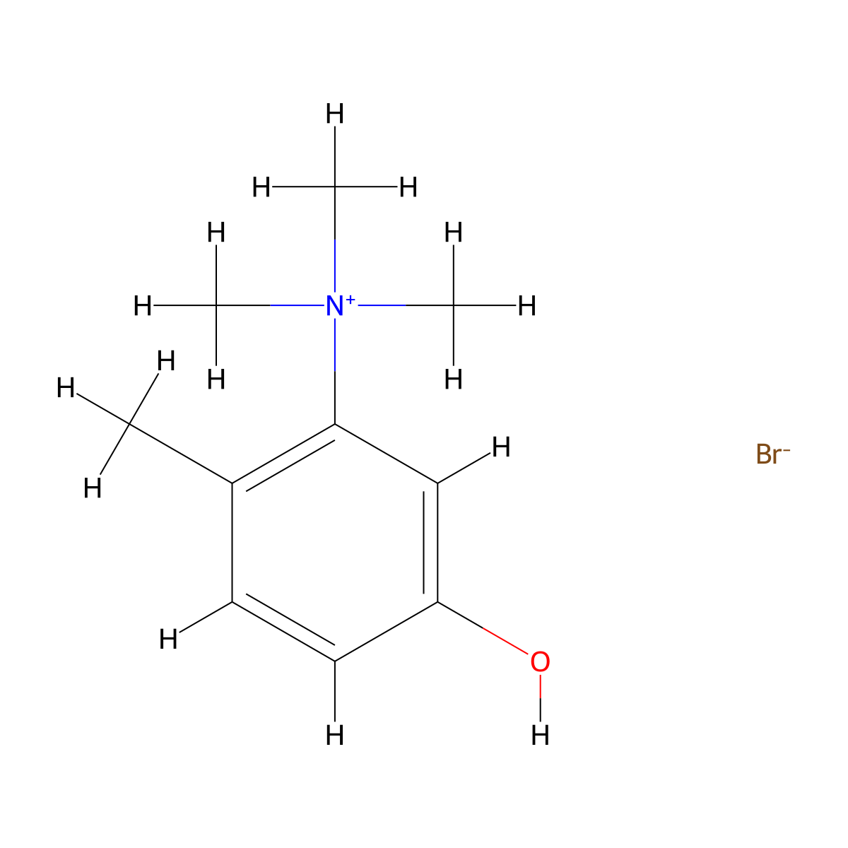 4-Methyl-3-(trimethylazaniumyl)phenolate--hydrogen bromide (1/1) molecular structure, CAS 66968-00-1